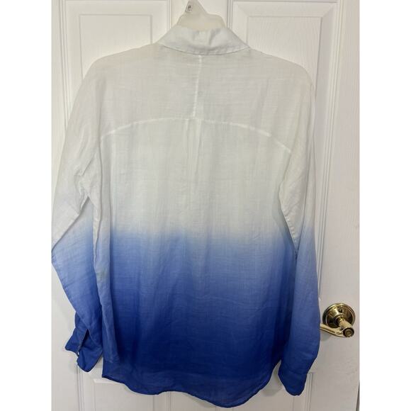 Elie Tahari Ramie Snap Up Ombre Long Sleeve Size Small Classic Resort Wear - Picture 2 of 4